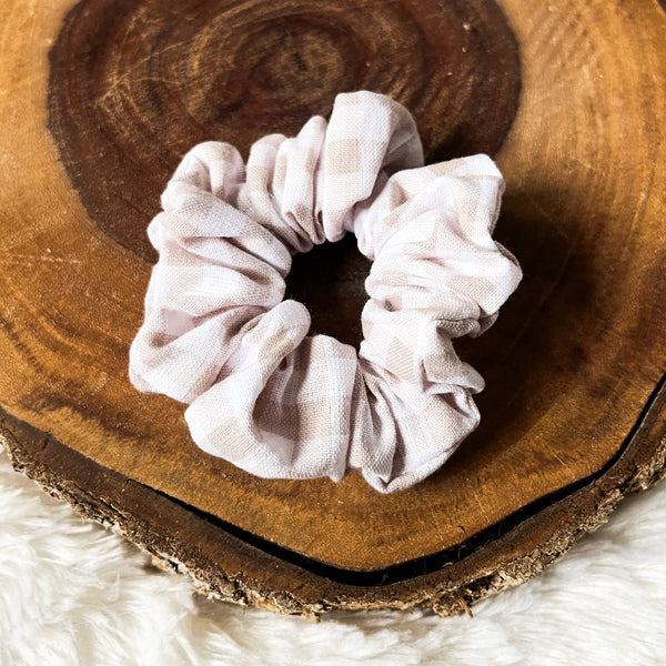 Neutral Gingham Scrunchie