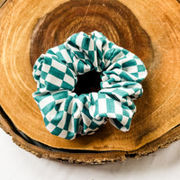 Teal Checker JUMBO Scrunchie