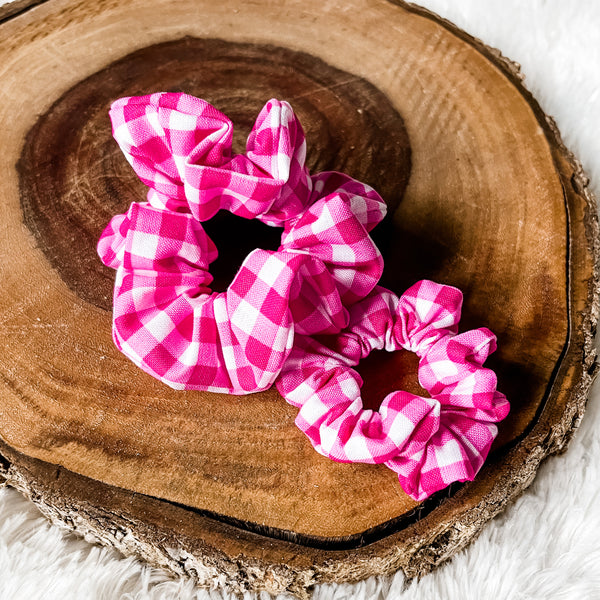 Hot Pink Gingham Scrunchie